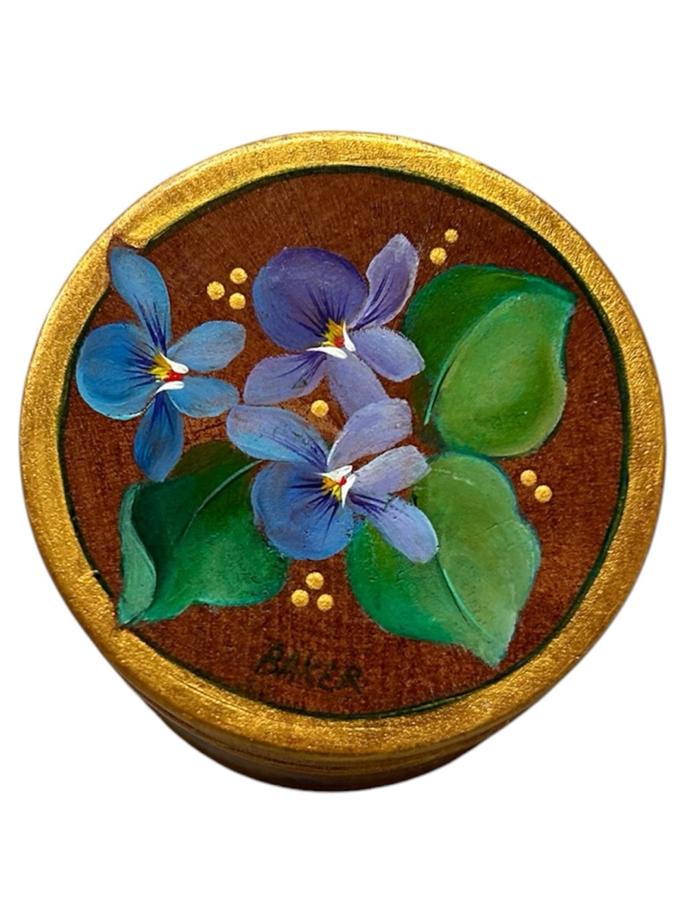 Hand Painted Wood Trinket Box Signed “Baker”